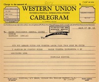 [Telegrama] 1953 sept. 17, Roslyn Harbor, [New York] [a] Exmo. Presidente General Ibañez, Santiago