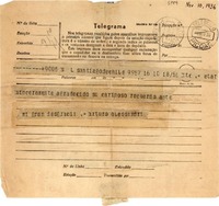 [Telegrama] 1936 nov. 10, Santiago [a] Gabriela Mistral