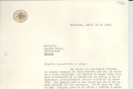 [Carta] 1942 abr. 13, Santiago, [Chile] [a] Lucila Godoy, Petrópolis, Brasil