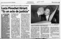 Lucía Pinochet Hiriart, "Es un acto de justicia"  [artículo] María Cristina Prudant.