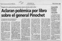 Aclaran polémica por libro sobre el general Pinochet  [artículo].