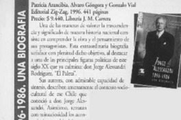 Jorge Alessandri 1896-1986, una biografía  [artículo] Mario Schilling F.