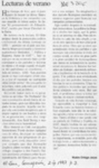 Lecturas de verano  [artículo] Waldo Ortega Jarpa.