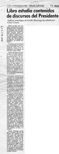 Libro estudia contenidos de discursos del Presidente  [artículo].