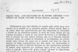 Los militares en el poder, régimen y gobierno en Chile, 1973-1986  [artículo] Mercedes Aubá A.