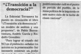 "Transición a la democracia?"