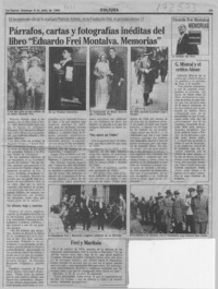 Párrafos, cartas y fotografías inéditas del libro "Eduardo Frei Montalva, Memorias"  [artículo].