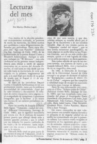Lecturas del mes  [artículo] Marino Muñoz Lagos.
