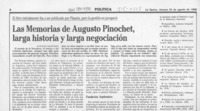 Las memorias de Augusto Pinochet, larga historia y larga negociación  [artículo] Antonio Martínez.