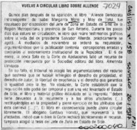 Vuelve a circular libro sobre Allende  [artículo].