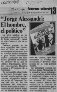 "Jorge Alessandri, el hombre, el político"  [artículo].