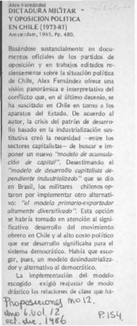 Dictadura militar y oposición política en Chile (1973-81)  [artículo] Gabriel Salazar V.