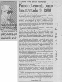 Pinochet cuenta cómo fue atentado de 1986