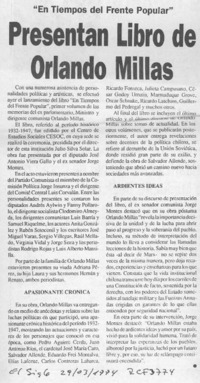 Presentan libro de Orlando Millas  [artículo].