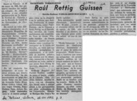 Raúl Rettig Guissen  [artículo] Carlos René Ibacache.
