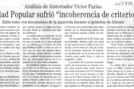 Unidad popular sufrió "incoherencia de criterios"  [artículo]