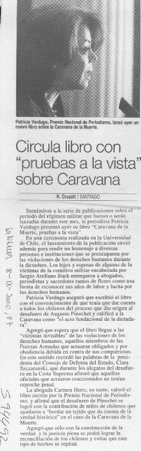 Circula libro con "pruebas a la vista" sobre Caravana  [artículo] H. Cruzatt
