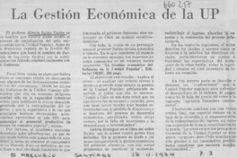 La gestión económica de la UP.  [artículo]