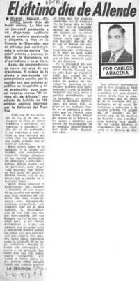 El Ultimo día de Allende  [artículo] Carlos Aracena.