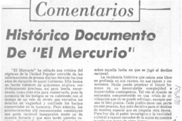 Histórico documento de "El Mercurio"