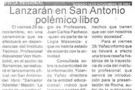Lanzarán en San Antonio polémico libro.