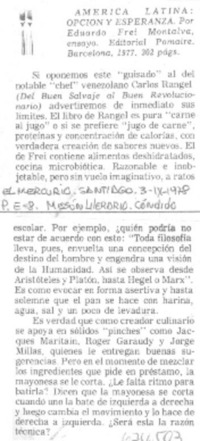 America Latina, opción y esperanza.
