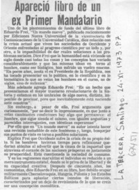 Apareció libro de un ex primer mandatario.