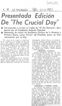 Presentada edición de "The crucial day".