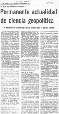 Permanente actualidad de ciencia geopolítica.