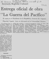 Entrega oficial de obra "La Guerra del Pacífico".
