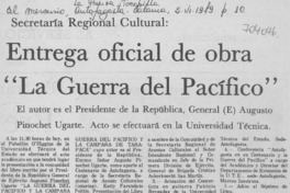Entrega oficial de obra "La Guerra del Pacífico".
