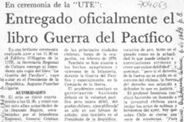Entregado oficialmente el libro Guerra del Pacífico.