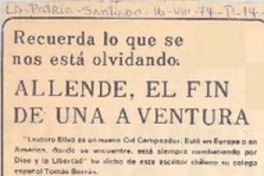 Allende, el fin de una aventura.