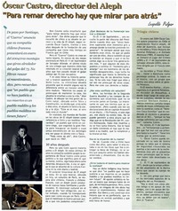 Oscar Castro, director del Aleph "Para remar derecho hay que mirar para atrás" : [entrevistas]