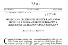 Presentación del libro del profesor Kamel Cazor Aliste