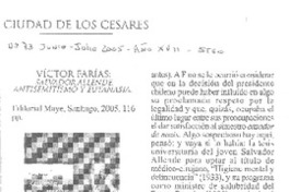 Victor Farías: SalvadorAllende. Antisemitismo y eutanasia.