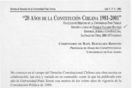 "20 años de la Constitución Chilena 1981-2001"  [artículo] Raúl Bertelsen Repetto
