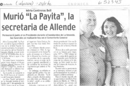 Murió "La Payita", la secretaria de Allende  [artículo]
