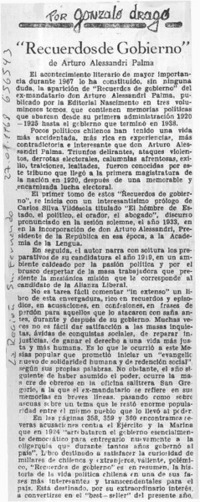 Recuerdos de Gobierno  [artículo] Gonzalo Drago.