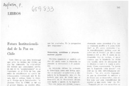 Futura institucionalidad de la paz en Chile