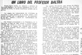 Un Libro del profesor Baltra  [artículo] V.