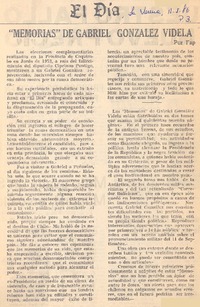"Memorias" de Gabriel González Videla