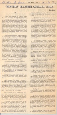 "Memorias" de Gabriel González Videla (II)