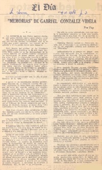 "Memorias" de Gabriel González Videla (V)