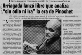 Arriagada lanzó libro que analiza "sin odio ni ira" la era de Pinochet
