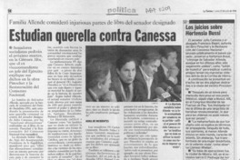 Estudian querella contra Canessa  [artículo].