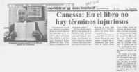 Canessa, en el libro no hay términos injuriosos  [artículo].