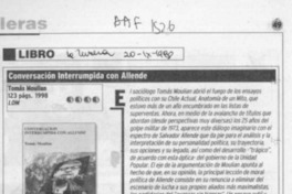 Conversación interrumpida con Allende  [artículo] Carlos Maldonado R.