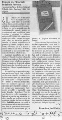 Europa vs Pinochet, indebido proceso  [artículo] Francisco josé Folch.
