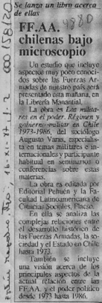FF.AA. chilenas bajo microscopio  [artículo].
